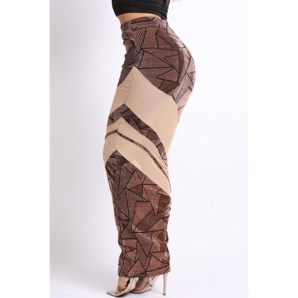 Women's Casual Mesh Contrast Asymmetrical High Waist Maxi Skirt Bodycon Pencil - Picture 6 of 9